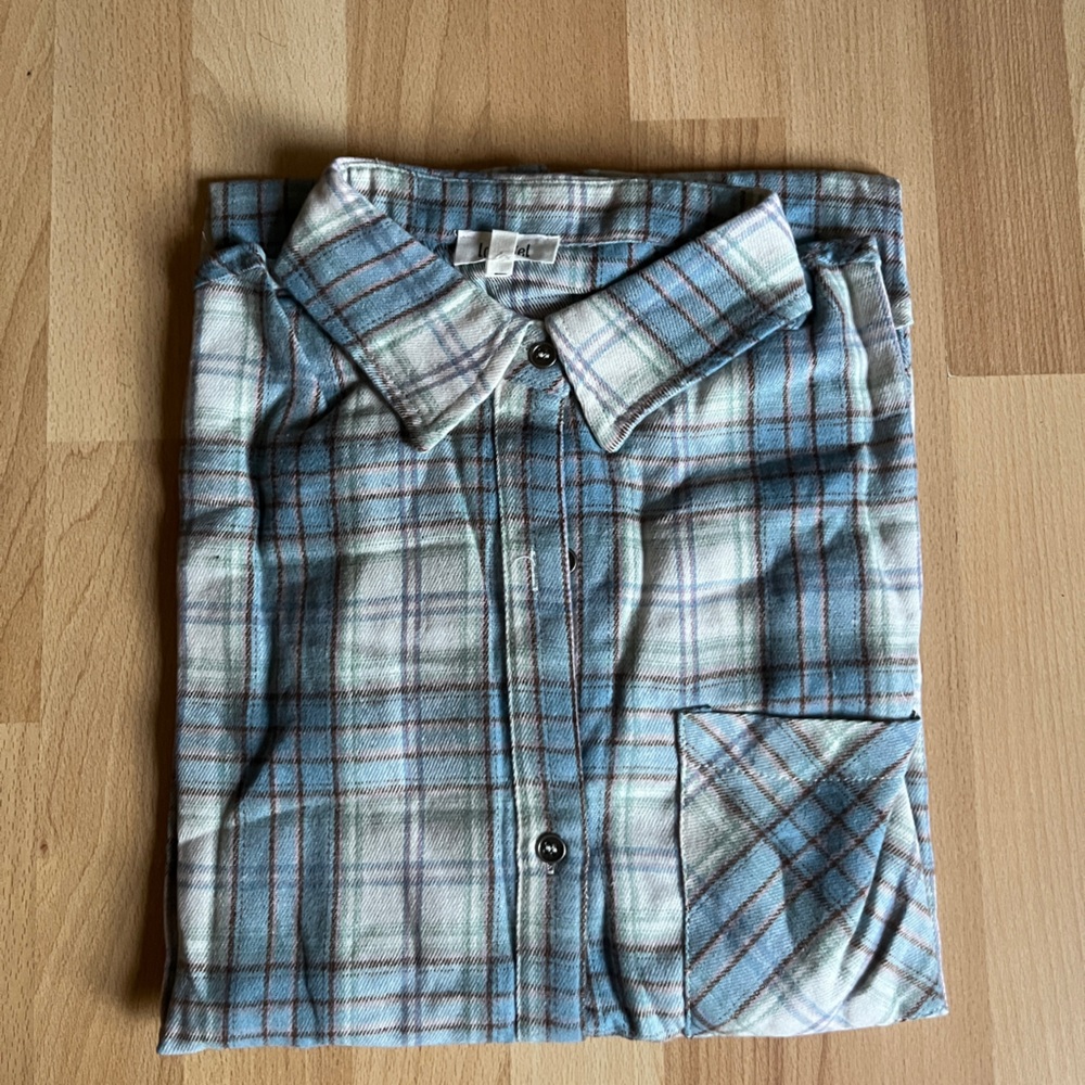 LA MIEL Blue and White Plaid Shirt